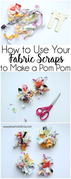 how to use your fabric scraps to make a pom pom flower craft