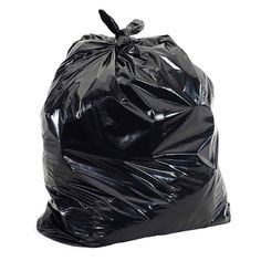 a black trash bag on a white background