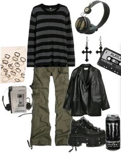 2023 Emo Outfits, Grunge Masc Clothes, Outfit Ideas Grunge Masc, Gothic Goblincore Outfits, Grunge Moodboard Outfit, Rocker Punk Outfits, Emo Fits Aesthetic, Emo Outfits 2023, Baggy Grunge Clothes