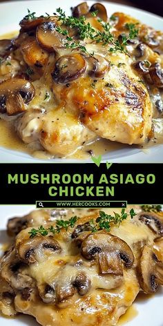 Enjoy tender chicken smothered in a rich, creamy mushroom and Asiago cheese sauce. This Mushroom Asiago Chicken is the perfect dish to make your holiday meal extra special. Chicken Asiago Recipes, Smothered Chicken Tenders, Recipes With Asiago Cheese, Mushroom And Chicken Recipes, Mushroom Asiago Chicken, Asiago Recipes, Asiago Cheese Recipes, Asiago Chicken, Chicken Smothered