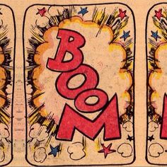 an old comic book cover with the word boom on it