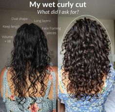 Thick Curly Wavy Haircut, Curly Haircut What To Ask For, Mid Length Curly Brown Hair, Layered Curly Haircuts Natural Curls, Long Curly Hair Cuts, Fine Curly Hair Cuts, Long Layered Curly Hair Face Framing, Long Layered Curly Hair, Layered Curly Haircuts