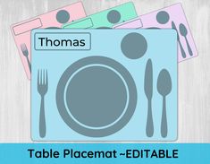 a placemat with the words thomas on it