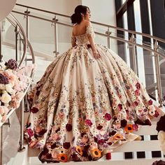 Luxury Quinceanera Dress A-Line Off-Shoulder Floral Appliques Crystal Ball Gown | eBay Mexican Wedding Decorations, Champagne Ball Gown, Vestido Charro, Ball Gown Quinceanera Dresses, Quinceanera Themes Dresses, Quinceañera Dresses, Black Quinceanera Dresses, Quince Dresses Mexican, Flowers Beads