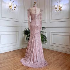 Pretty in Pink: 2024 Muslim Long Sleeve High Neck Mermaid Evening Gown – Larosabride Pink Mermaid Hem Gown For Evening, Pink Mermaid Hem Gala Dress, Pink Sequined Evening Dress For Prom, Pink Evening Dress For Wedding Gala, Pink Gala Evening Dress For Wedding, Pink Mermaid Hem Gown For Formal Occasions, Pink Mermaid Dress For Prom, Pink Mermaid Hem Evening Dress For Formal Occasions, Pink Mermaid Dress For Gala During Prom Season