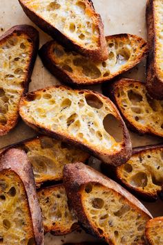 slices of bread that have been cut in half