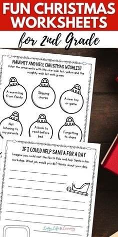 printable christmas worksheets for 2nd grade with santa's sleigh