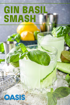 the gin basil smash recipe is ready to be eaten