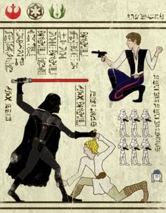 the star wars poster shows darth vader and princess lei