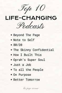 These podcasts are truly life changing! Podcasts for women. Podcast. Podcasts aesthetic. Podcasts to become that girl. #thatgirlpodcasts #podcastsforwomen #podcastsforyour20s Couples Podcast Topics, Good Podcasts To Listen To, Funny Podcasts For Women, Affirmation Podcasts, Best Podcasts For Women In 20s, Podcasts For Women Aesthetic, Podcasts That Changed My Life, That Girl Podcast, Selfcare Podcasts