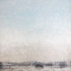 an abstract painting with white and blue colors