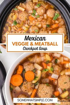 mexican veggie and meatball soup in a slow cooker