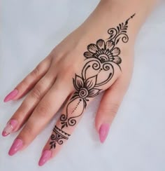 a woman's hand with henna tattoos on it