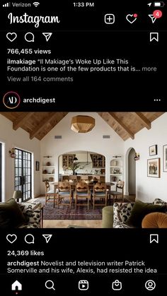 the instagram page for an interior designer's home is displayed in this screenshot