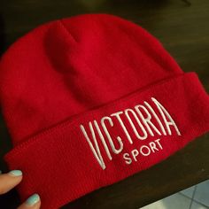 Victoria's Secret Sport Red Beanie Hat New, Never Worn. Red Casual Winter Hat, Casual Red Winter Hat, Casual Red Beanie One Size, Casual Red Hat One Size, Trendy Red Beanie Hat, Red Beanie Hat, One Size Fits Most, Red Beanie Hat One Size Fits Most, Red Adjustable Casual Beanie, Trendy Red Cap