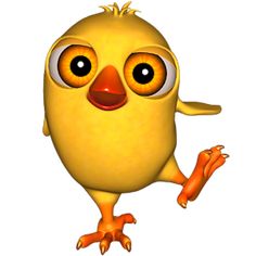 a yellow bird with big eyes is standing on one leg and looking at the camera