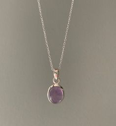 Sterling silver minimalist amethyst necklace. Matching earrings available Simplistic Necklace, Simple Stone Necklaces, Silver Necklace Dainty, Silver Necklaces Pendant, Small Pendant Necklace Silver, Purple And Silver Necklace, Necklaces Amethyst, Silver Necklaces Simple Pendant, Necklaces Silver Aesthetic