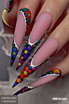 Floral Spring Nail Sets Hispanic Heritage Nail Design, Mexican Flower Nails, Mexican Theme Nails, Frida Kahlo Nails, Cantarito Nails, Nail Designs Mexican, Mexico Nail Ideas