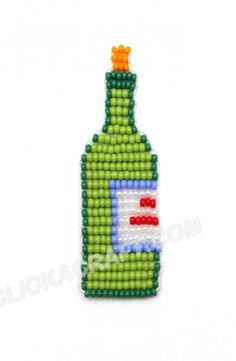 a bottle beaded with beads on it