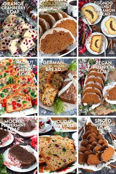 a collage of different types of cakes and desserts