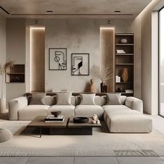 a living room filled with lots of white furniture