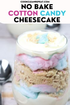 cotton candy cheesecake in a glass jar Cotton Candy Cheesecake, Candy Cheesecake, Frosted Animal Cookies, Cotton Candy Recipe, Candy Cookies Recipes, Make Cheesecake, Cotton Candy Cookies, Cheesecake In A Jar, Cotton Candy Flavoring