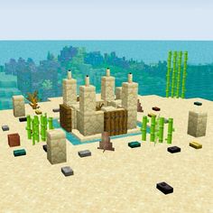 Minecraft Sunflower Aesthetic, Minecraft Floor And Wall Combos, Minecraft Silly Builds, Things To Build In Minecraft House, Genshin In Minecraft, Minecraft Building Ideas Waterfall, Minecraft Architecture Ideas, Desert Gate Minecraft, Minecraft Dolphin Tank