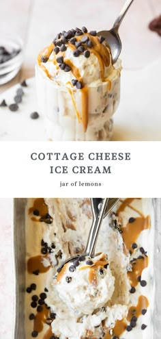 Two images of cottage cheese ice cream. Cottage Cheese Ice Cream Recipe, Cottage Cheese Recipes Healthy, Granita Recipes, Protein Ice Cream Recipe, Cottage Cheese Desserts, Cheese Ice Cream, Healthy Ice Cream Recipes