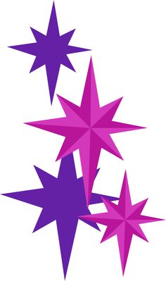 purple and pink stars are flying in the air