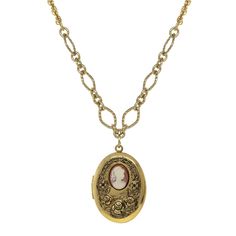 Gold Tone Carnelian Cameo With Flowers Oval Locket Necklace 16   19 Inch Adjustable Oval Locket Necklace, Everyday Necklaces, Gold Locket Necklace, Dainty Diamond Necklace, Antique Locket, 1928 Jewelry, Oval Locket, Vintage Inspired Jewelry, Cameo Jewelry