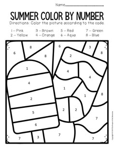 the summer color by letter worksheet