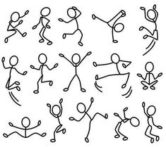 an image of people doing different things in the air with their arms and legs spread out