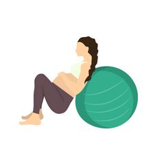 a pregnant woman is doing exercises on an exercise ball