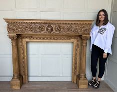 Victorian Grand Scale Solid Oak Ornate Fire Surround Edwardian Mirror Fireplace, Antique Gas Fireplace Insert, Victorian Fireplace Screen, Edwardian Fireplace Mirror, Victorian Fireplaces, Wooden Fire Surrounds, Marble Fire Surround, Victorian Cast Iron Fireplace Insert, Wooden Fireplace Surround