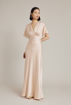 Collette Oyster Satin Maxi Dress Elle Dress, Elegant Dresses Classy, Full Length Gowns, Ladies Clothing, Full Length Dress, Satin Maxi, Satin Maxi Dress, Dress Shapes, Bridesmaids Dresses