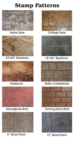 the different types of wood flooring patterns and colors are shown in this chart, which shows