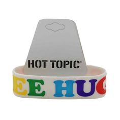 "Free Hugs" Rainbow Letters Silicone Bracelet from Hot Topic Friend Ship Bracelets, Rainbow Clown, Scene Clothes, Rainbow Letters, Clown Clothes, Silly Clothes, Friend Ship, Things I Wanna Buy, Neon Outfits