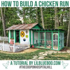 a chicken run with the words how to build a chicken run in front of it