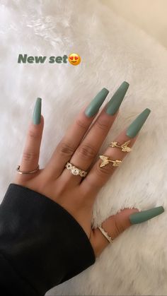 Everyday Nails Acrylic Coffin, Mail Ideas Coffin, Simple Acrylic Nails Ballerina, Acyrilics Nails Coffin, Green Matte Acrylic Nails, Dip Nail Ideas Coffin, Trendy Nails Coffin Medium, Spring Nails 2024 Trends Coffin, Nail Art Designs Coffin Shape