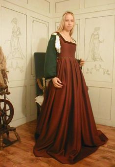 http://in-nova-corpora.ch/naehstube/ren_fl_text.htm 13th Century Clothing Women, 13th Century Clothing, Middle Ages Clothing, Sca Garb, German Dress, Medieval Clothes, Italian Dress, Middle Age Fashion, Dress Tutorials