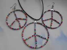 Beaded Peace Sign Tutorial, Seed Bead Peace Sign, Diy Hippie Jewelry, Hippie Jewelry Diy, Beaded Peace Sign, Paz Hippie