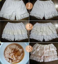 Ruffled Shorts, Upcycle Clothes Diy, Diy Shorts, Diy Clothes Design, Design Textile, Diy Sewing Clothes, How To Make Clothes