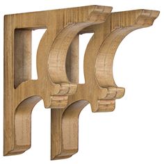 three wooden brackets are attached to each other