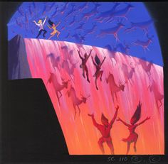 an image of people jumping off the edge of a cliff with their arms in the air