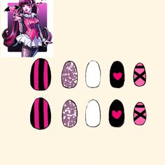 Rock Star Nails, Band Nails, Fake Nails Designs, Retro Nails, Art Deco Nails, Hippie Nails, Punk Nails, Nail Drawing