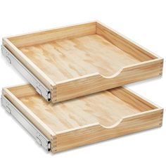 two wooden trays sitting next to each other