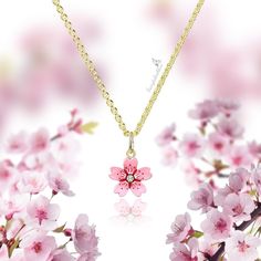 This cherry blossom necklace is not only beautiful but is also carrying a deep symbolical meaning. The national flower of Japan, the cherry blossom, or Sakura, represents a time of renewal and optimism. The little pink blossoms mark the ending of winter and the beginning of spring. The cherry blossom pendant is handpainted by me and inspired by the floral elements of vintage enamel flower jewelry of the Regency Era and Art Noveau in the 19th century. The coloring details on this flower have been Cute Pink Necklaces, Cheap Rose Gold Flower Shaped Necklace, Sakura Jewelry, Spring Flower Pendant Necklace Gift, Sakura Ring, Blossom Color Flower Charm Necklaces, Spring Flower Shaped Necklace For Gift, Flower Shaped Necklace For Spring Gift, Spring Flower-shaped Necklace Gift