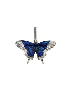 "- 18K White gold plated over brass iced out big butterfly pendant with blue and clear cubic zirconia stones - Pendant height: 2 5/8\" , Pendant width: 2 7/8\" - Pendant shines brightly, is weighty, and makes a statement" Butterfly Monarch, Big Butterfly, Diamond Butterfly, September Birthstone, Butterfly Pendant, Sapphire Blue, Blue Butterfly, Gold Plated Jewelry, Jewelry Plate