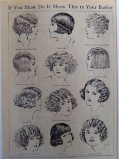 an old book with different hairstyles and styles on the page, which is written in