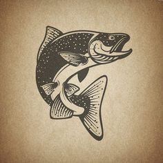 a drawing of a fish jumping out of the water